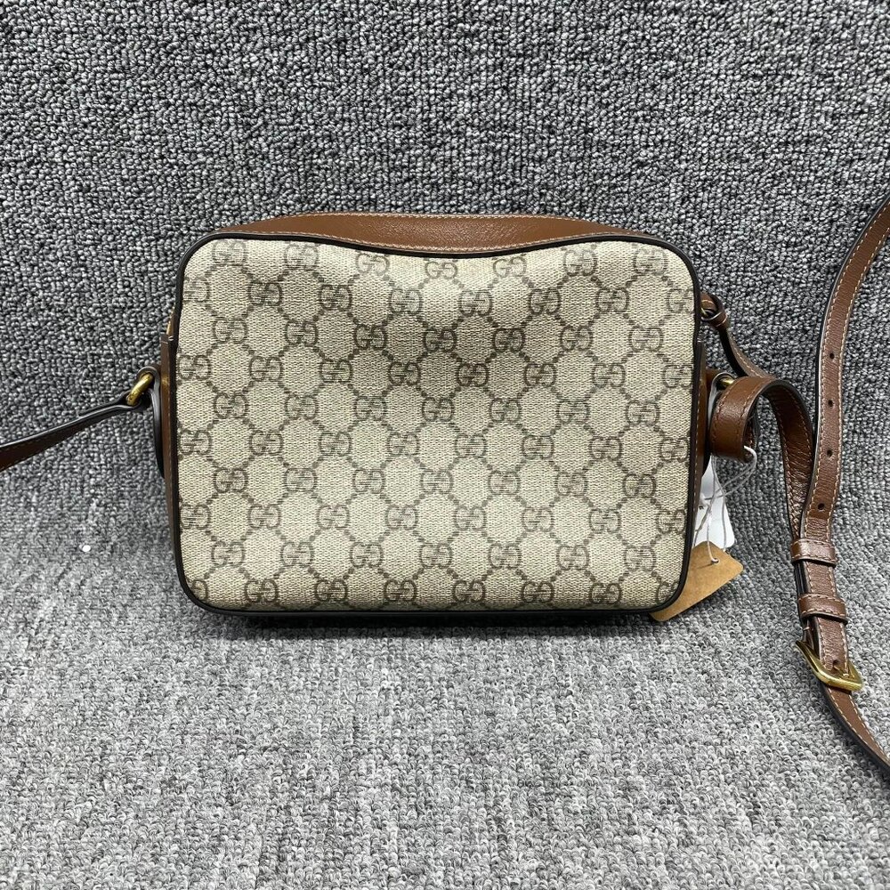 100% Authentic GUCCI Horsebit 1955 Brown Canvas Shoulder Bag - Picture 2 of 14